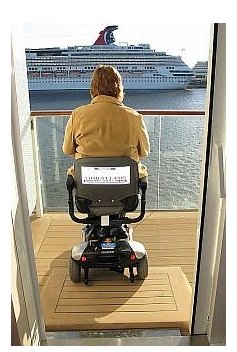 Special Needs Scooter on cruise balcony
